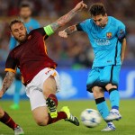Lionel Messi De Rossi in Roma-Barcellona