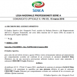 screen comunicato giudice sportivo chochev