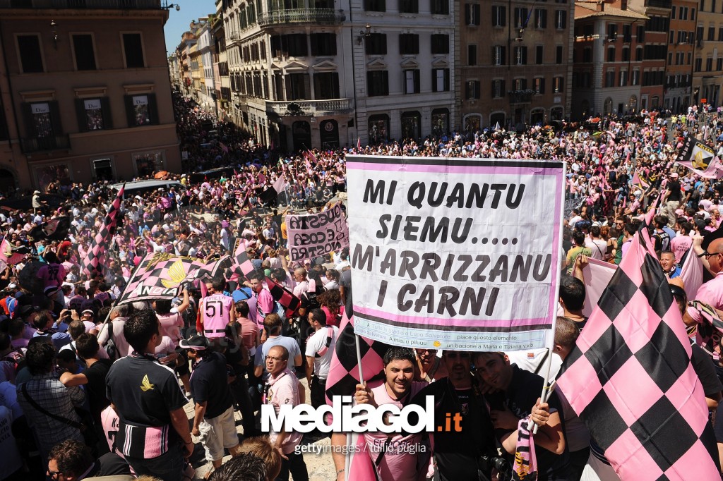 US Citta di Palermo Fans Gather In Piazza di Spagna