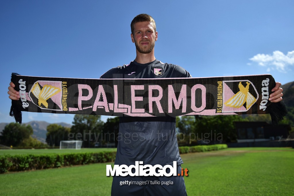 PALERMO, ITALY - AUGUST 02:  Slobodan Rajkovic poses during his presentation as new player of US Citt di Palermo before a training session at Tenente carmelo Onorato training center on August 2, 2016 in Palermo, Italy.  (Photo by Tullio M. Puglia/Getty Im
