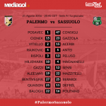 formazioni ufficiali palermo sassuolo