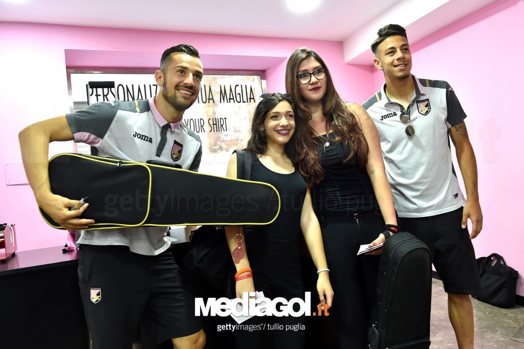 US Citta di Palermo Players Simone Lo Faso And Ilija Nestorovsk Visit Club Store