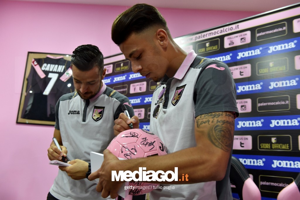 US Citta di Palermo Players Simone Lo Faso And Ilija Nestorovsk Visit Club Store