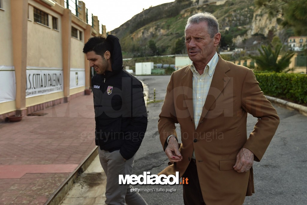 US Citta di Palermo Owner Maurizio Zamparini Meets Team's Players