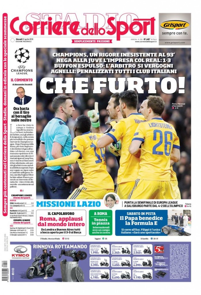 Prima pagina corriere dello sport
