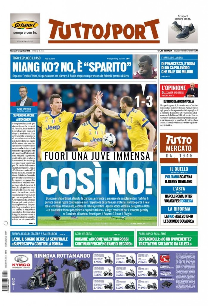 Tuttosport prima pagina