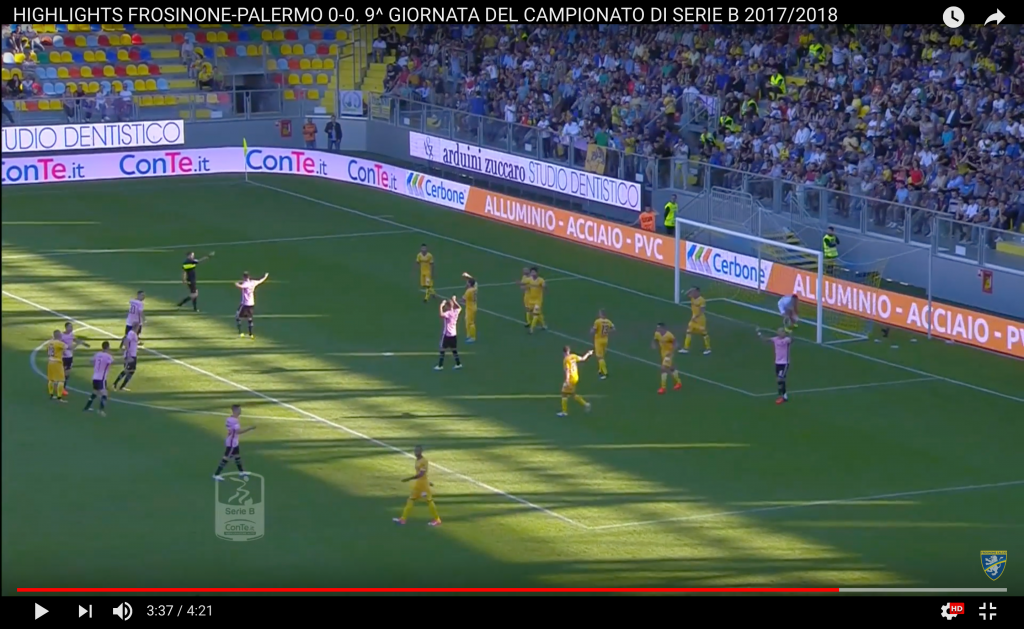 Federico la penna gol annullato frosinone palermo andata 2018-06-17 alle 13.38.01