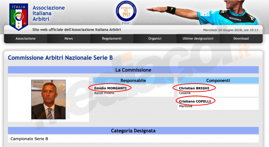 designatore arbitrale - commissione arbitri nazionali serie b