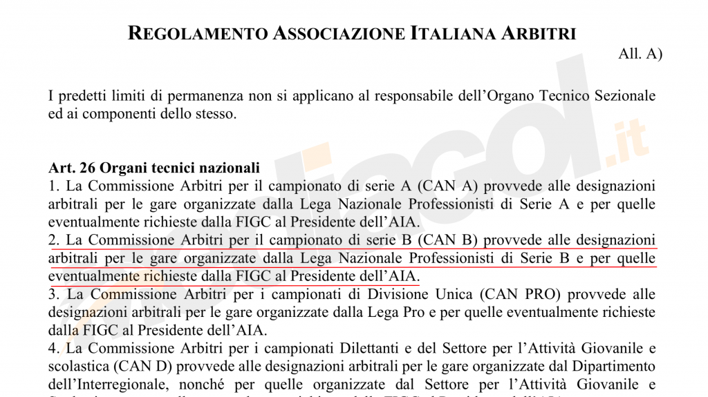designatore arbitrale - regolamento aia