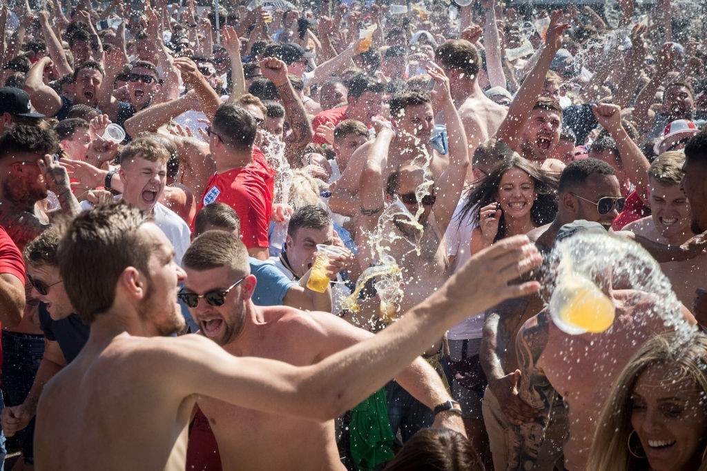 Football Fans Watch England Take On Sweden In The World Cup Quarter Finals