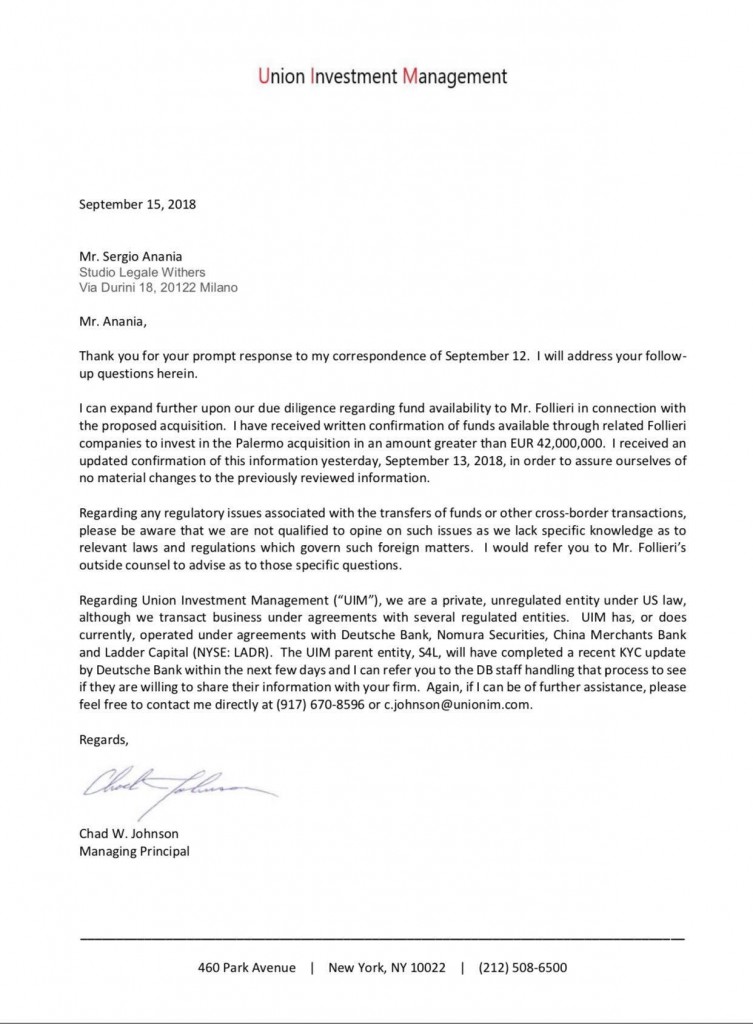 Union Investment Follieri