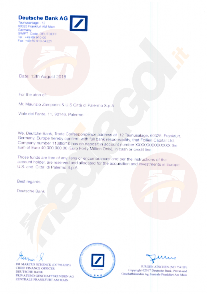 documento deutsche bank mediagol palermo