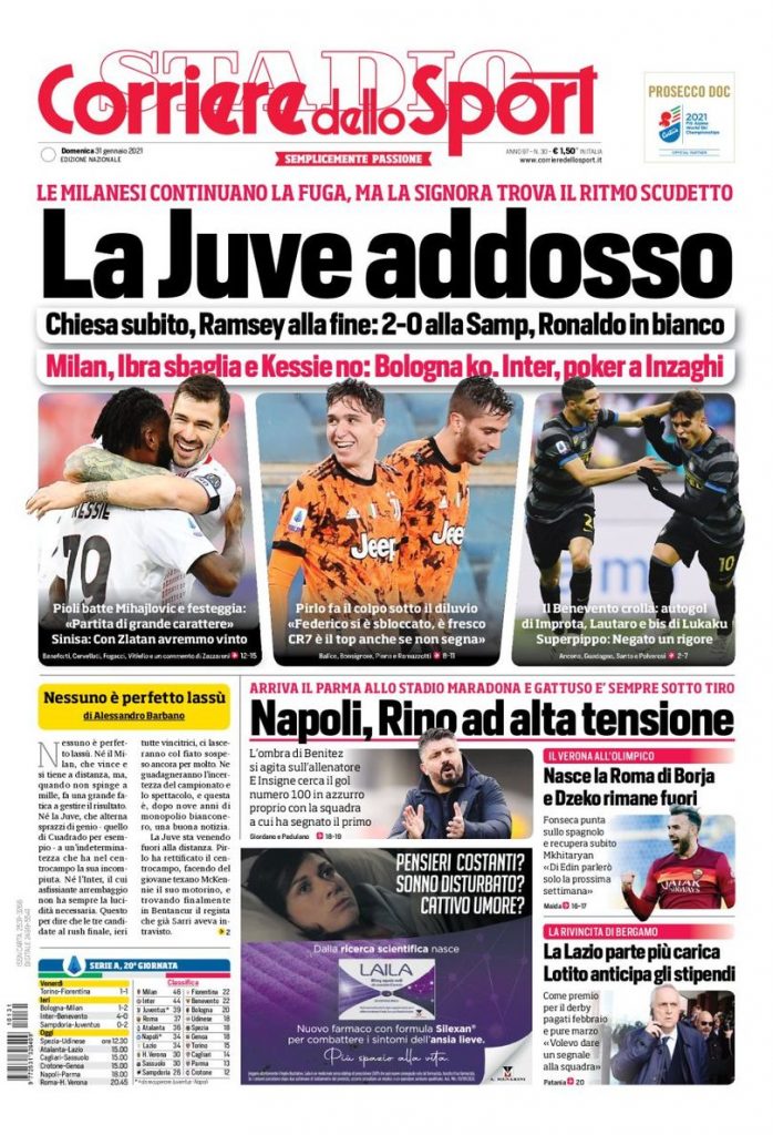 PRIMA PAGINA CORRIERE DELLO SPORT