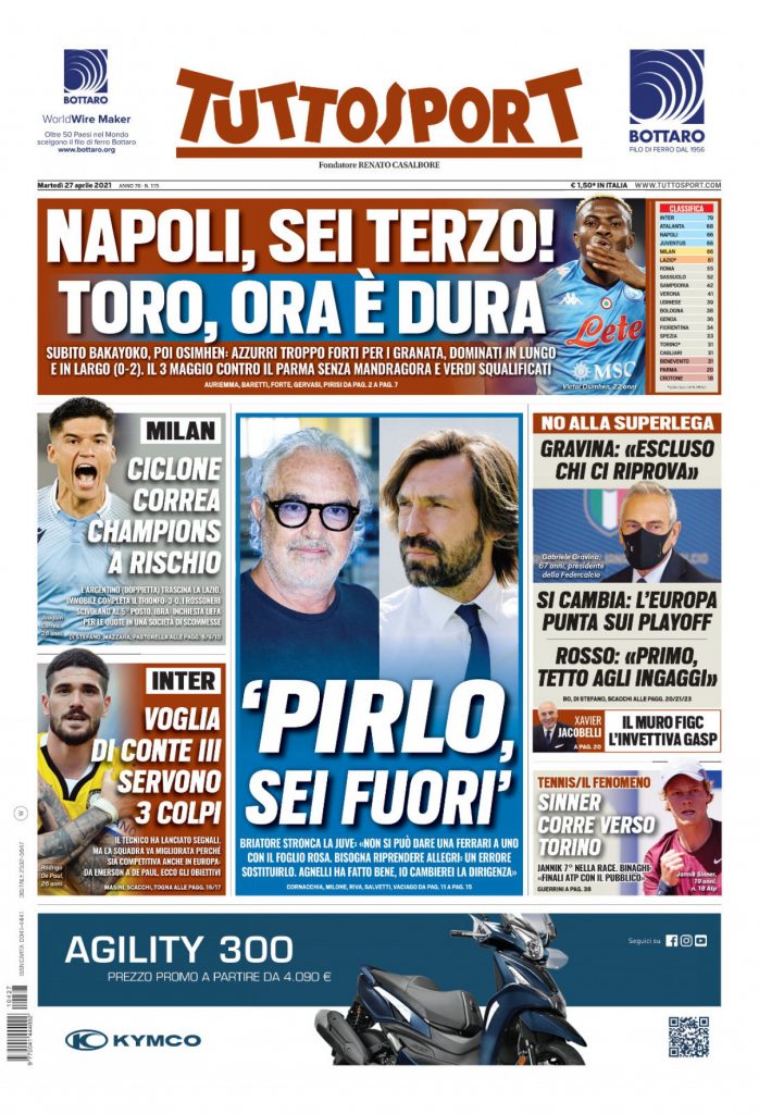Prima pagina Tuttosport