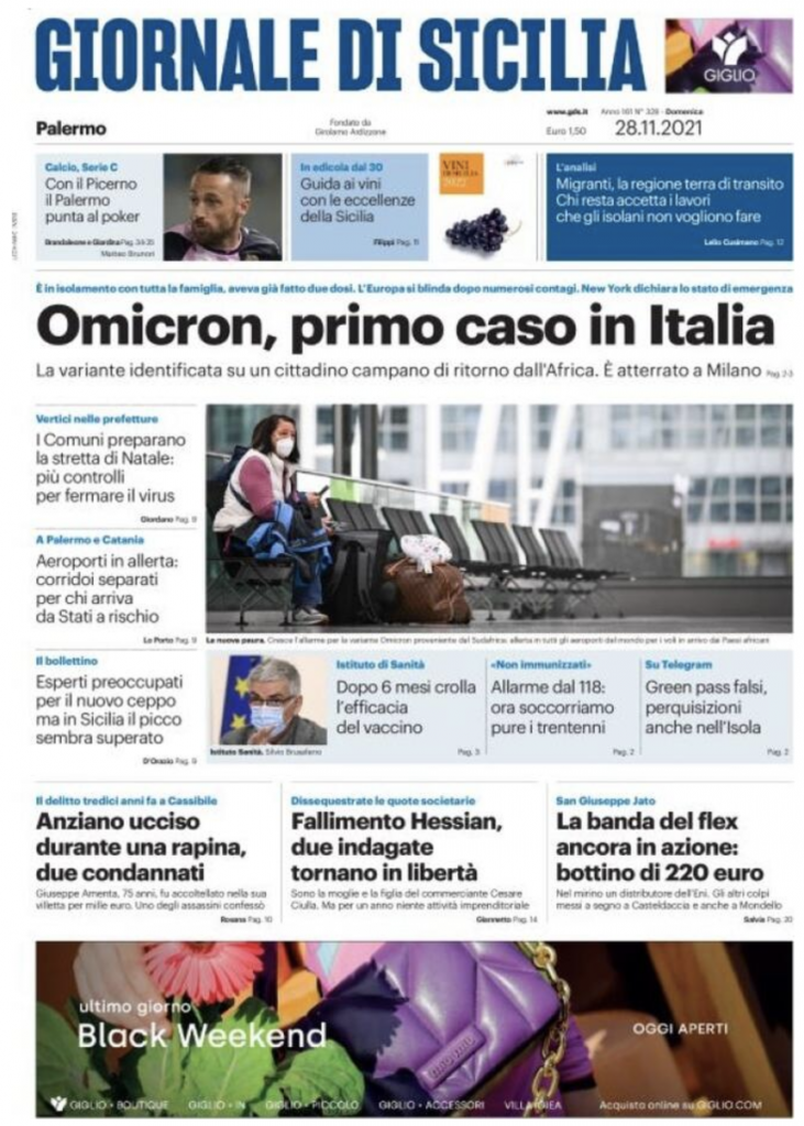 prima pagina