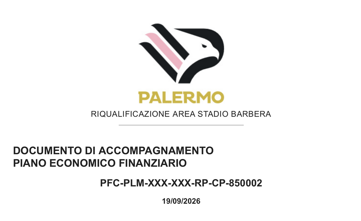 copertina documento piano economico stadio palermo